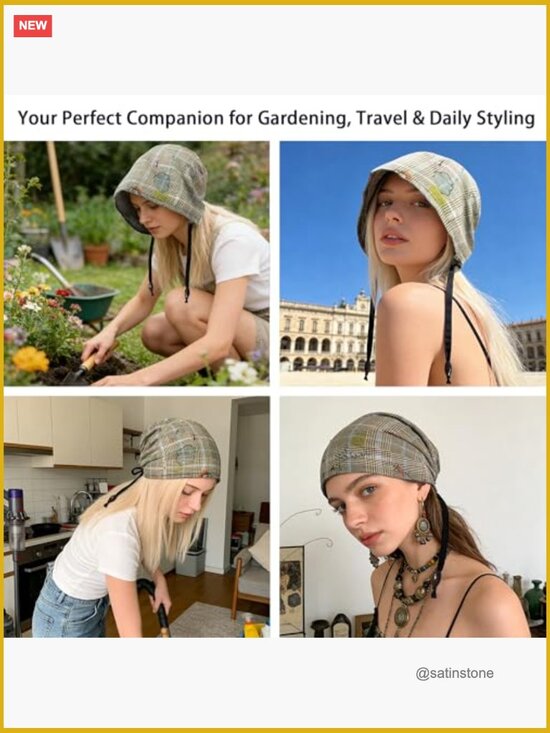 Cotton Polyester Blend Slouchy Beanie with Ties, Adjustable Headwrap, Chemo main image 7